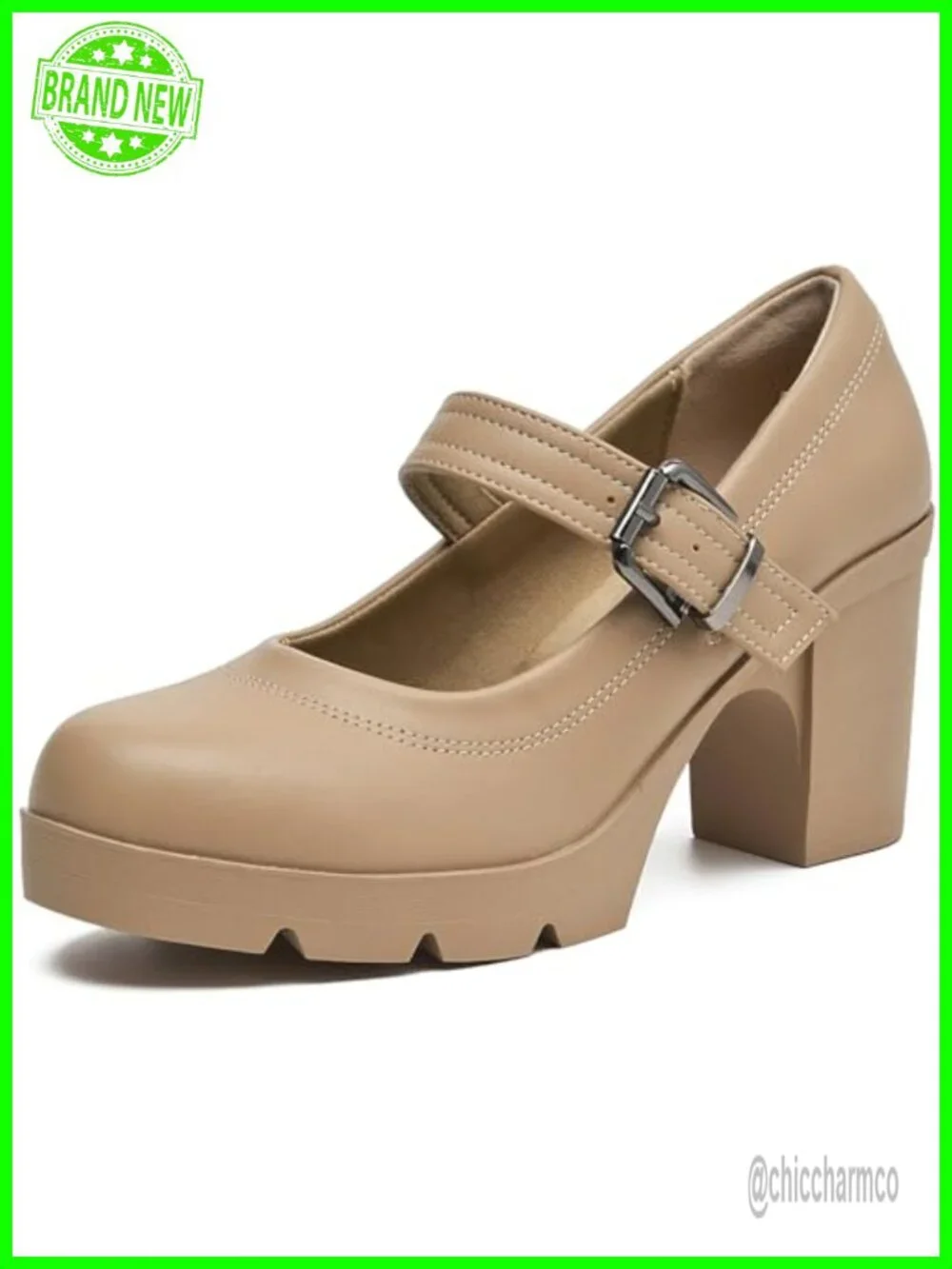 Women's Chunky Block Heel Mary Jane Pumps Round Toe Dress Work Shoes